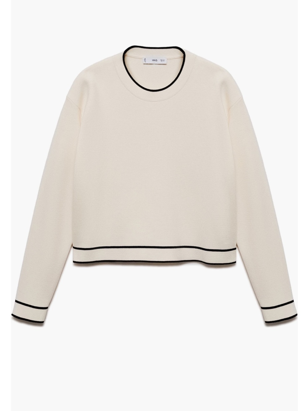 Mango Contrast Trim Boxy Sweater Size Small